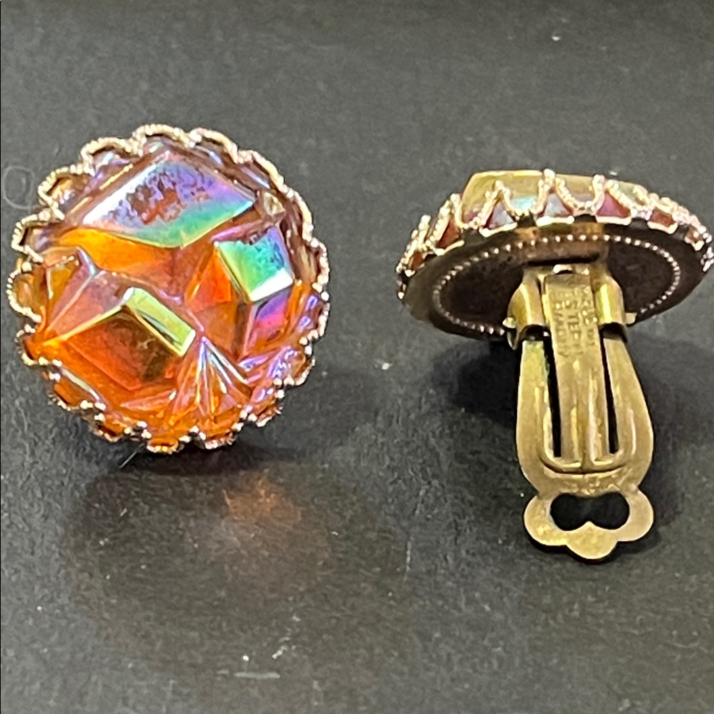 Iridescent Gold Clip-On Earrings
